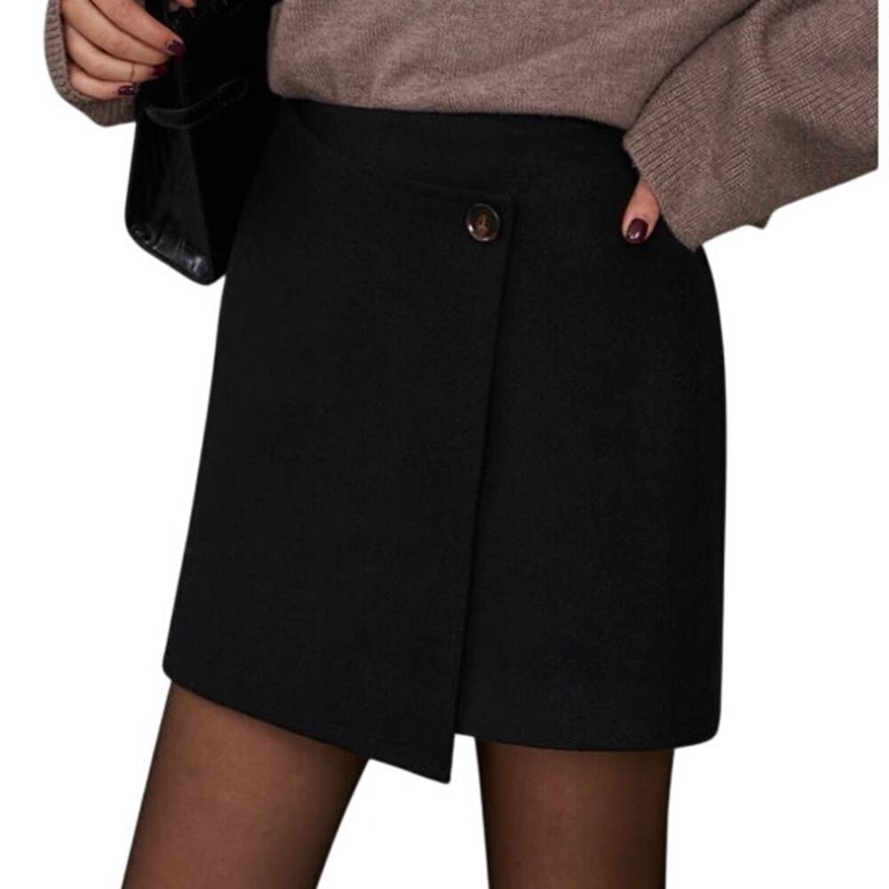 Commense Tweed Mini Skirt Button Front High Waist Lined - L  NWT - Chic Parisian
